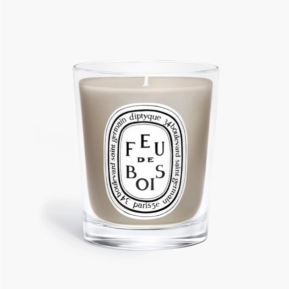 Diptyque FEU DE BOIS (WOOD FIRE) Candle in Elegant Gray BRAND NEW IN BOX Mini - Picture 1 of 5